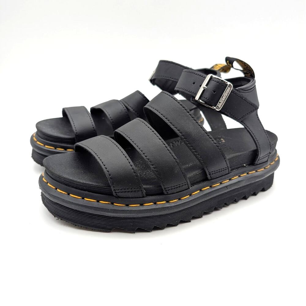 Dr Martens Blaire Hydro Leather Platform Gladiator Sandals Black Size US8 EU39